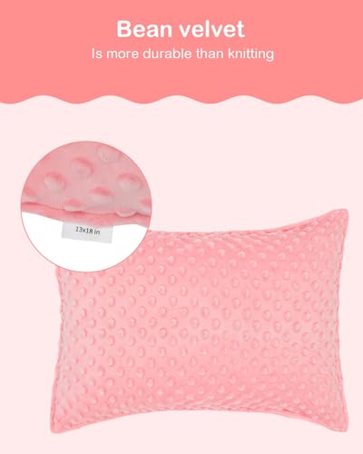 Image of ALVABABY Toddler Pillowcase Kids Pillow Cover Bean Velvet Soft Warm 2 Pack Fit 13 inchx 18 inch or 12 inchx16 inch Envelope for Girl Boy Travel Pink