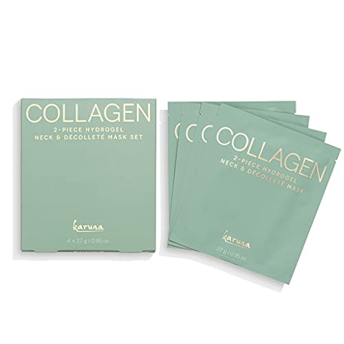 Karuna Collagen 2-Piece Hydrogel Neck and Décolleté Sheet Masks, Skin Care Products with Advanced Collagen Hydrogel Technology for Deep Moisturizing Neck and Chest Areas (4 Pack)