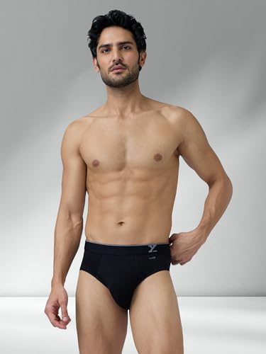 Image of XYXX Men's Traq Super Combed Cotton Regular Fit Solid Antibacterial Briefs with No Marks Waistband (Pack of 2)