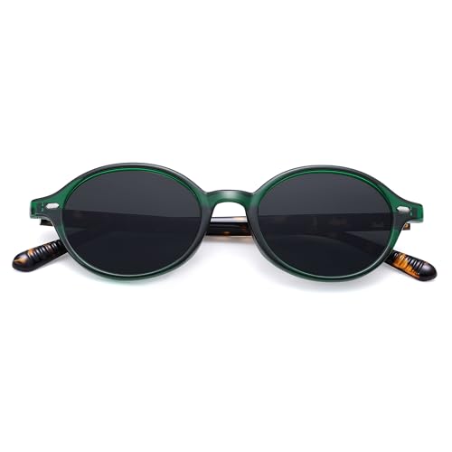 Retro Oval Sunglasses for Women Men, Trendy Polarized 90s TR Lightweight Narrow Frame Shades UV Protection Sun Glasses