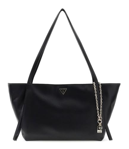 GUESS sac à épaule Devon cabas noir avec trois compartiments spacieux