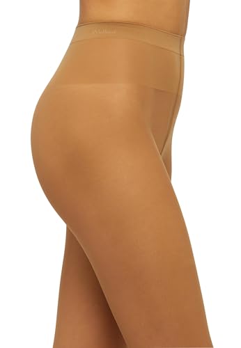 Image of Wolford Individual 10 Control Top Tights For Women Sheer Support Pantyhose Waist Sculpting Cotton Gusset Soft Waistband