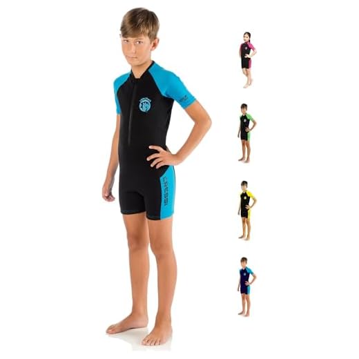 Cressi Jungen Kinder Neoprenanzug Schwimmanzug, Neopren, Schwarz/Blau, 7/8 Jahre
