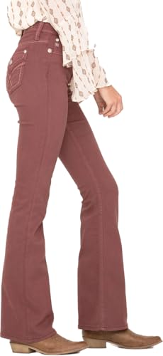 Miss Me Women's X-Shaped Flap Pocket High Rise Flare Jeans Pink 31W x 34L3