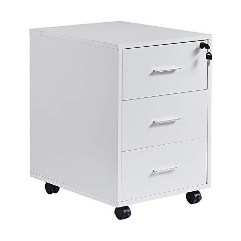 Huisenuk Office File Cabinet with Lock and Storage Drawers for Desk Table Cover