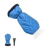 Fekey&JF Ice Scraper Mitt for Car, Waterproof Snow Remover Glove, Warm Padding Snow Scraper Gloves with Comfortable Grip for Windshield Car Window, Detachable Cleaner No Scratch for Car (Sky Blue)