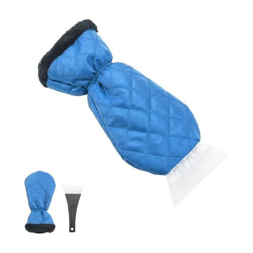 Fekey&JF Ice Scraper Mitt for Car, Waterproof Snow Remover Glove, Warm Padding Snow Scraper Gloves with Comfortable Grip for Windshield Car Window, Detachable Cleaner No Scratch for Car (Sky Blue)