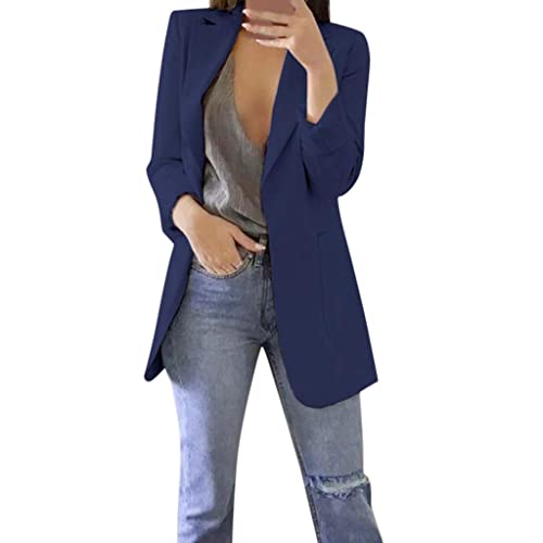 CHENGY Blazer Damen Elegant Langarm Blazer Sakko Einfarbig Slim Fit Revers Geschäft Büro Jacke Coat Mantel Blazer Langarm Business Anzugjacke Mit Knopfleiste Cover