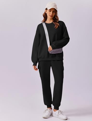 PINSPARK Two Piece Sets for Women Sweatsuit Drawstring Cargo Jogger Sets with 4 Pockets 2025 Airport Outfits Fall Tracksuit4