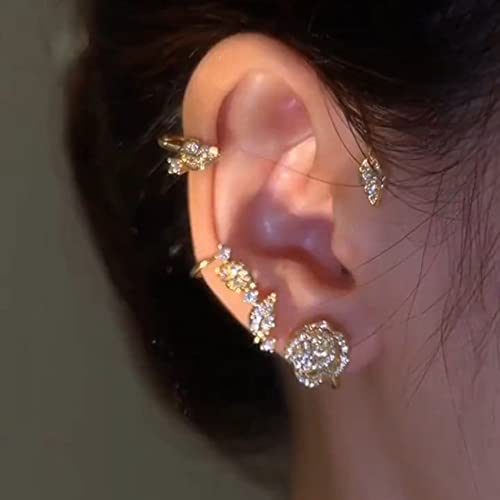 2PCS Women's Clip-On Earrings Hook Without Pierced Rose Flower Ear Bone Clip Ear Clip Butterfly4