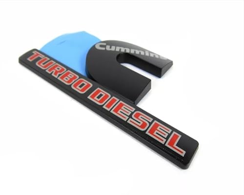 Image of Pair Set Compatible with Cummin Turbo Emblem 3D Fender Badges Nameplate for 2500 3500 (Black Red)