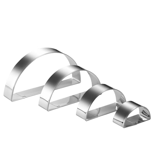 Half Circle Semicircle Cookie Cutter Set 4 Sizes 5 Inch, 4 Inch, 3 Inch, 2 Inch, Watermelon Frame Plaque Cookie Cutters Shapes Molds, 1 Inch Depth