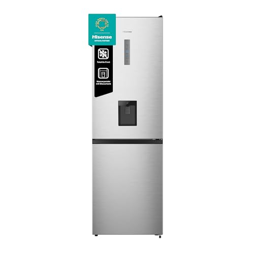 Hisense RB3N300NMCC Kühl-Gefrierkombination/Freistehend/EEK: C /39dB/304 Liter/Total No Frost/Wasserspender/Tür Alarm/LED Display/Weinregal/Türanschlag wechselbar/HxBxT:186x59,5x59 cm/Grau