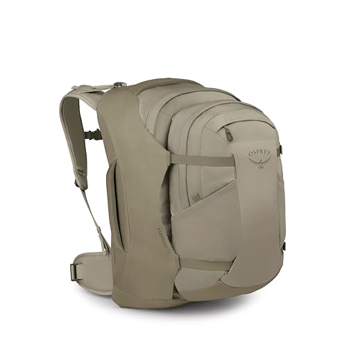 Image of Osprey Farpoint 55L Men's Travel Backpack - Carry On Bag with Personal Item Sized Detachable Daypack, Sawdust