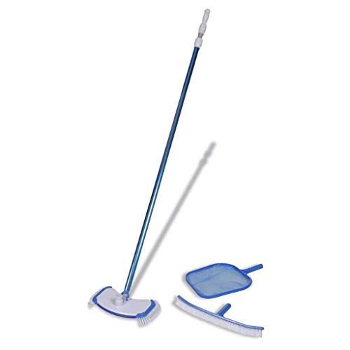 SOULONG Swimming Pool Clean Set, Pond Maintenance Kit with Adjustable Telescopic Pole, PH Test Strip,Wall Brush, Leaf Skimmer Cleaning Spa for Pool, Spa, Jacuzzi