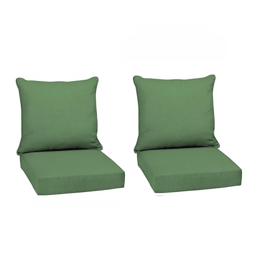 Image of Arden Outdoor Deep Seat Cushion Set (2-Pack), 24 in x 24 in, Weather-Proof, Rain-Proof, Fade Resistant Patio Cushion for Chair, Sofa, and Couch Bright Moss Green Leala
