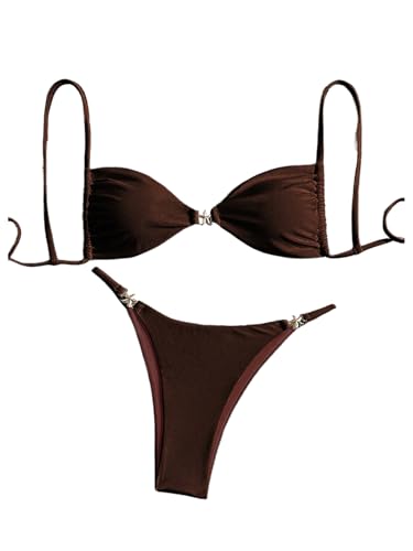 Women's 2 Piece Swimsuit Starfish Decor Padded Boho Bathing Suit Spaghetti Strap Bikini Set