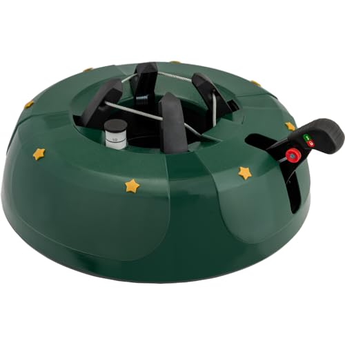 Christbaumständer Start 3 - mit Einseiltechnik - für Bäume bis maximal 3 m Höhe - aus grünem Kunststoff, für innen - Weihnachtsbaumständer mit Fußhebel und Wasserreservoir