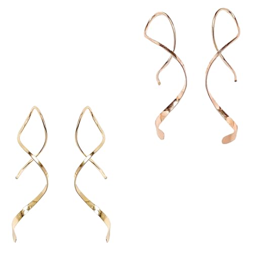Spiraldraht-Ohrringe Für Frauen, Ohrringe Gold, Modisches Schmuck-Set, 2 Paar In Gold Und Roségold, Ideal Für Geschenke Und Tägliches Tragen