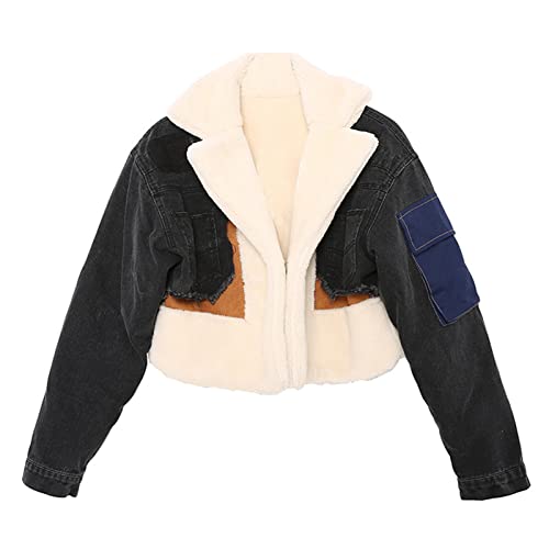 Veste en jean patchwork idéale pour vos sorties urbaines et balades d'hiver au chaud