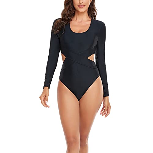 Mulheres De Uma Peça De Maiô De Maiô De Manga Longa Esportes De Calcinha