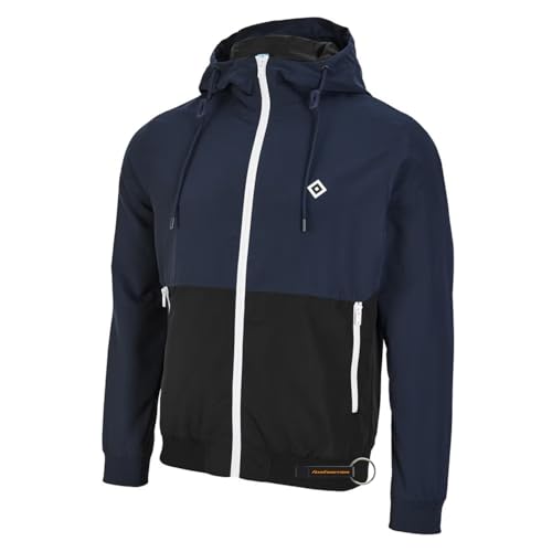 Hamburger SV HSV Jacke Fridbert Offizieller Fanartikel Windbreaker in Blau-Schwarz mit Kapuze & weißem Reißverschluss sportlich & wetterfest