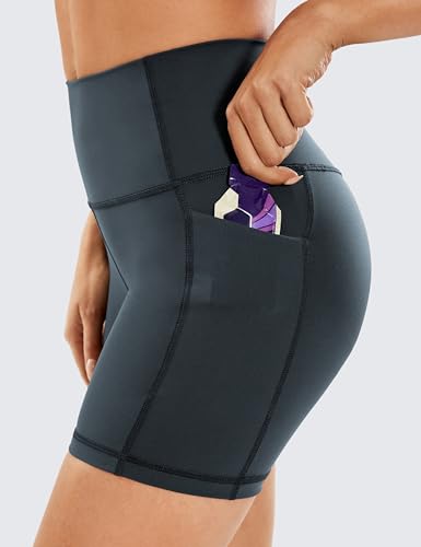 Image of CRZ YOGA Biker Shorts Pockets 5 inch | Naked Feeling, Sleek, Decent Compression, Yoga, High Waisted, for Women