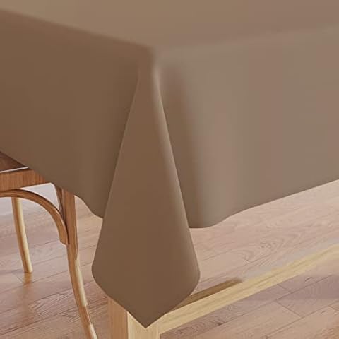 Mantel Encasa Homes Oxford de algodón color beige para mesa grande de 6 a 8 plazas Cover