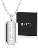 RTZN® Razor Blade Necklace for Men –316L Stainless Steel Dimebag Darrell Necklace with 22” Curb Chain + 2” Extension – Waterproof, Non-Tarnish Razor Pendant for Men – Symbol of Edge, Strength & Legacy
