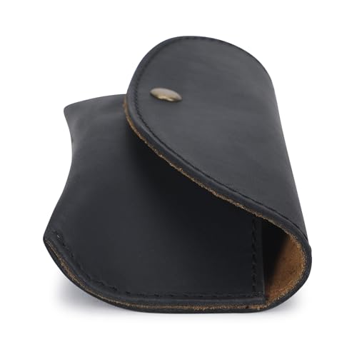 Image of Leather Eyeglass Case Genuine Leather Sunglasses Case Eyewear Pouch Glasses Sleeve Slim Unisex Eyeglass Holder