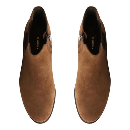 Women Classic Round Toe Flat Heel Chelsea Ankle Boots Elastic Side Zipper Comfortable Daily Wear Booties Size 4-16 US4