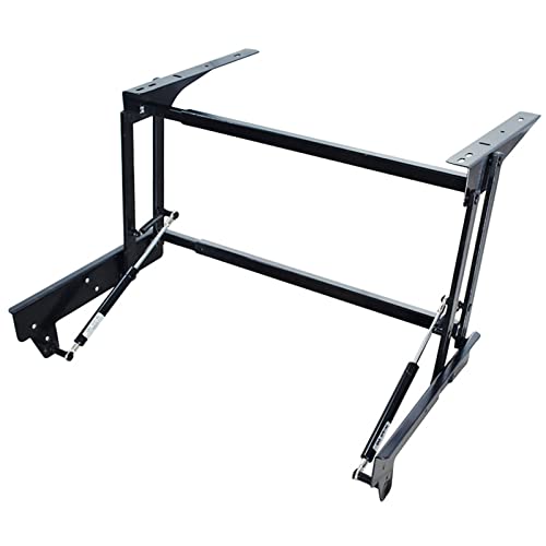 Table basse relevable avec mécanisme à ressort, largeur réglable de 46 à 81 cm, vis de montage incluses pour un assemblage facile