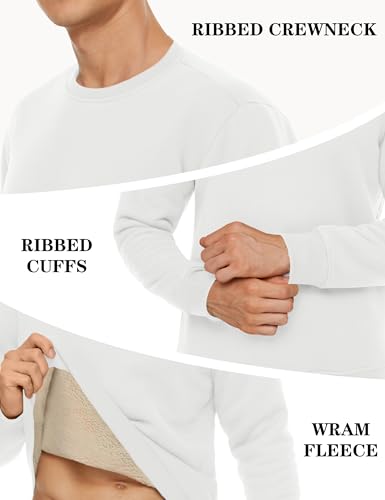 Image of TACVASEN Men's Crewneck Sweatshirt Warm Sherpa Lined Thermal Sweatshirts Heavyweight Long Sleeve Winter Fleece Pullover Shirt