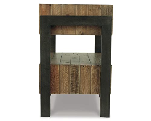 Signature Design by Ashley Sommerford Industrial Farmhouse 2 Drawer Nightstand, Butcher-Block Brown & Black - Image 6