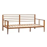 Walker Edison Mid Century Modern Wood Spindle Daybed Headboard Footboard Bed Frame Bedroom, Twin, Caramel