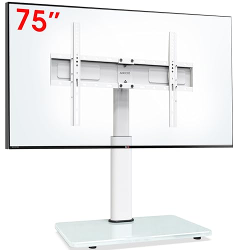AOKCOS Supporto TV da Tavolo Inclinabile per 32-55 65 70 75 Pollici, Girevole Altezza Regolabile...