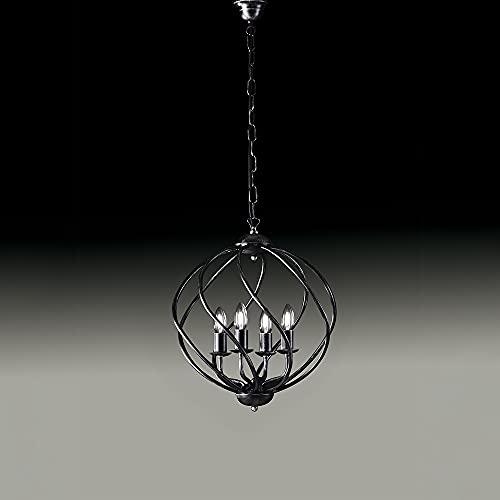 Lustre en fer forgé noir et argent bon-69 pour salon et chambre