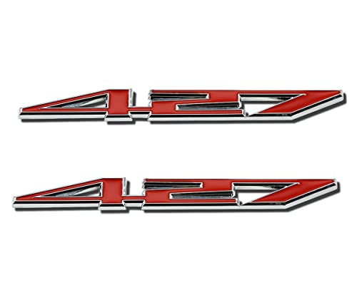 Image of 2X 427 Aluminum Emblem Badge Decal Red & Silver for Z06-C6 427 CI (Silver Red)