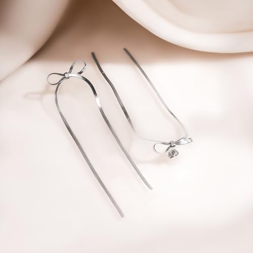 Image of Rubans Demi Fine Stainless Steel Dangler Earrings CZ Gift for Women & Girls