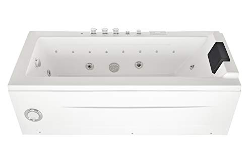 Empava 67" Acrylic Whirlpool Bathtub Rectangular Alcove Waterfall Hydro-massage Water/Air Jets Soaking SPA