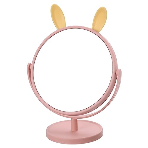 Image of Mockery Desktop Makeup Mirror Rabbit Ear Mirror Cosmetic Mirror Practical Cosmetic Mirror Makeup Mirror for Girls Vanity Mirror (Pink - Rabbit Ear)