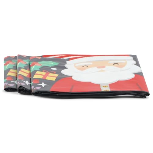 Image of BLUE PANDA 3 Pack Santa Claus Plastic Tablecloths for Christmas Party Supplies, 54 x 108 inch Rectangular Xmas Holiday Table Covers, Fun Festive Christmas Party Decorations