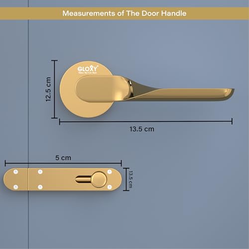 Image of GLOXY Door knob Lock for Bathroom Door Latch Balcony Mortise Keyless Pull Handle Set with Brass Baby Lock for Kitchen, Balcony | Gold Finish (2 Years Warranty, Pack of 1)