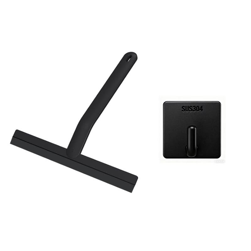 Verazquy Escobilla de ducha de silicona con gancho, escobilla multiusos para puertas de ducha, ventanas, coche, cristal, sin rayas, raspador de 10 pulgadas