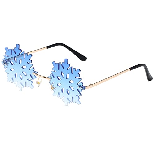 LASPOR Novelty Snowflake Shape Sunglasses for Women/Men Cute Rimless Halloween Christmas Party Glasses Prom Accessories