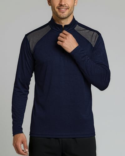 Image of Real Essentials 3 Pack: Men's Dry-Fit Active Quarter Zip Long Sleeve Athletic Performance Pullover (Available in Big & Tall)