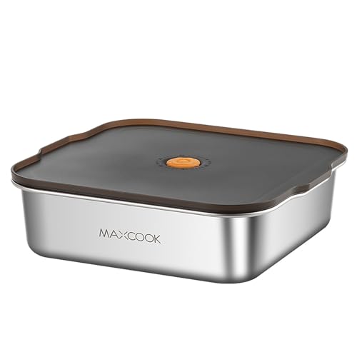 MAXCOOK Large 18/8 Stainless Steel 64 oz Food Containers with Lids(1900 ml)