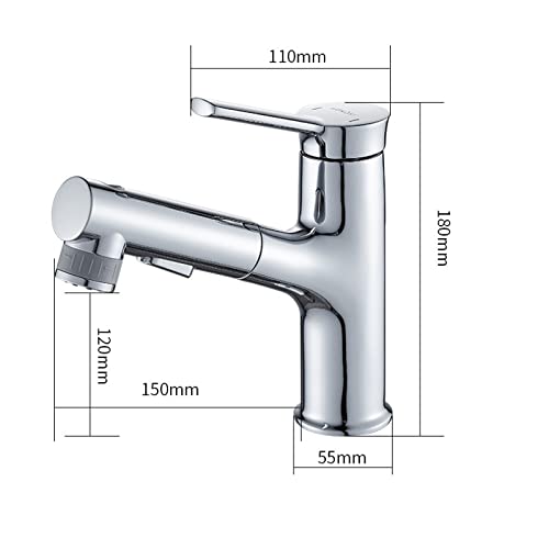 Mitigeur 3 modes robinet de lavabo rétractable multifonction pour vasque - 6