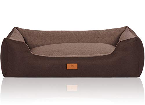 Knuffelwuff 14096-009 Hundebett Hundekörbchen Hundesofa Hundekissen Hundekorb Bezug Waschbar Grosse Hunde Xxl Luke Braun-Potatoe
