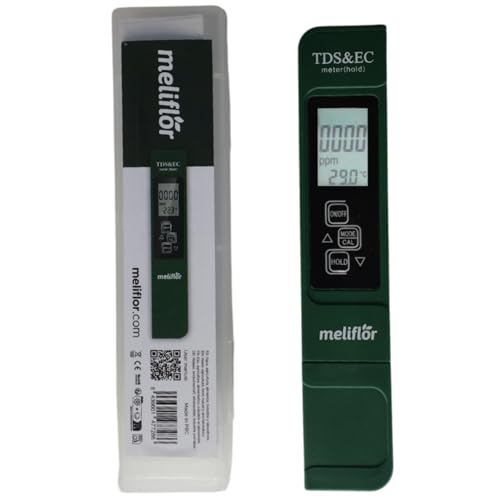 TDS/EC/TEM-Messgerät Meliflor Messen Sie präzise Elektroleitfähigkeit des Wassers und der darin gelösten Feststoffe zusätzlich zur Temperatur.